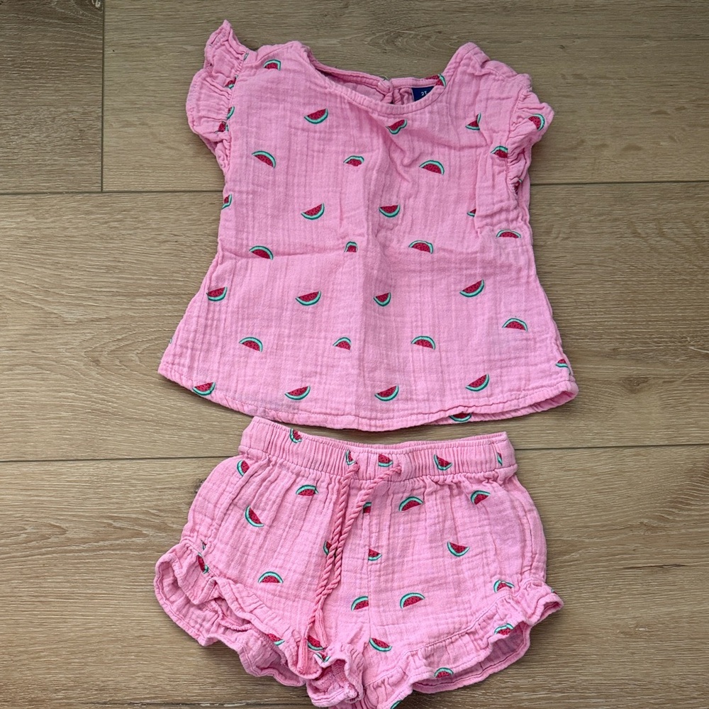 Old Navy Toddler Girl Pink Watermelon Print Set 2T